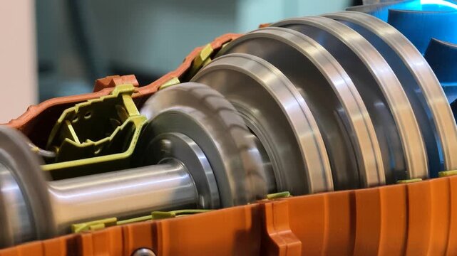 Details of an intricate turbine mechanism showcasing engineering precision and design