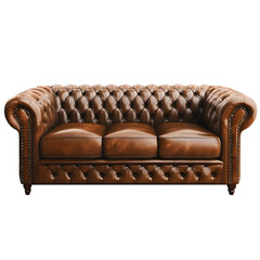 Modern Leather Sofa with Transparent Background for Stylish Interior Designs