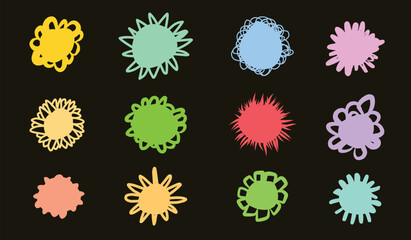 flowers with different shape kid handdrawn.eps