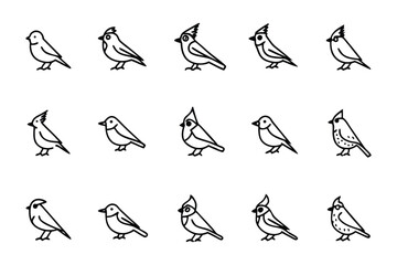 Bird Sketches: A collection of simple, minimalist line drawings showcasing various bird species in profile, offering a clean and artistic representation.