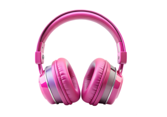Pink headphones isolated on transparent background