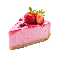 Delicious Pink Strawberry Cheesecake with Fresh Sweet Strawberries