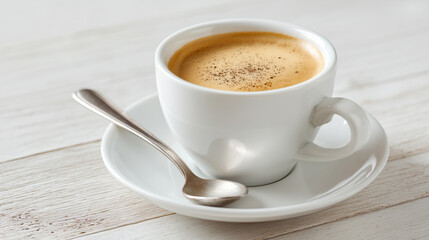 Espresso sits on wood. For cafes, menus, and web use.