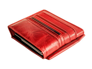 red leather wallet on white background