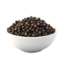 Realistic Black Pepper Grains on White Background: Culinary Photography for Ads and Packaging