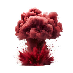 Vibrant Red Explosive Smoke on White Background