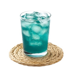Refreshing Aqua Colored Beverage in Clear Glass - Professional Stock Photo