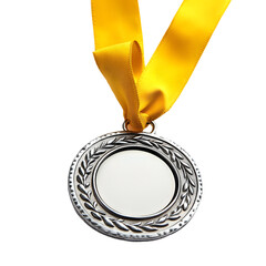 Silver Medal Award with Yellow Ribbon for Achievement