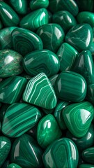 Fototapeta premium Rich green malachite gemstones with striking banded patterns