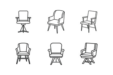 studio chair line art vector illustration