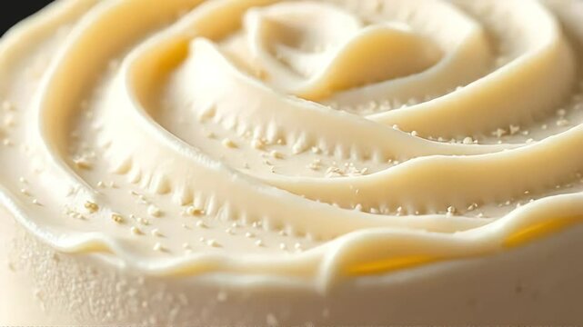 Luxurious creamy frosting swirl texture detail, perfect for baking and celebration visuals.