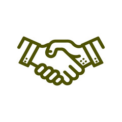 Obraz premium Minimalist handshake vector icon in black outline style, no fill color, perfect for business deals, agreements, and professional partnership illustrations.