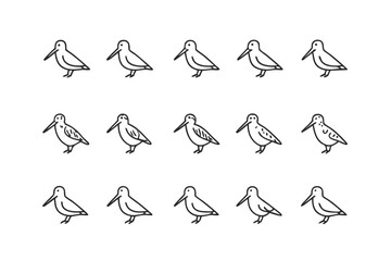 Minimalist Bird Line Art: A stylized, modern line art illustration of various birds in a symmetrical arrangement. Its clean lines and minimalistic approach create a sense of simple elegance
