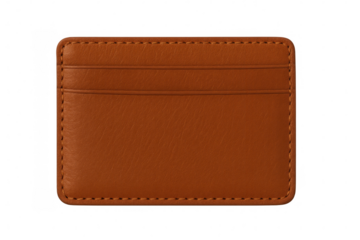Stylish brown leather card holder isolated on transparent background, showcasing its refined design and practicality