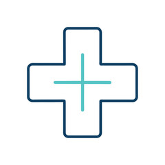 Obraz premium Medical Cross Icon – Dual-Layered Blue Symbol for Healthcare, Emergency, First Aid, or UI Design
