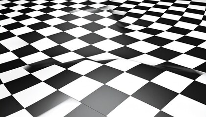 Obraz premium Distorted black and white checkerboard pattern creating warped optical illusion effect