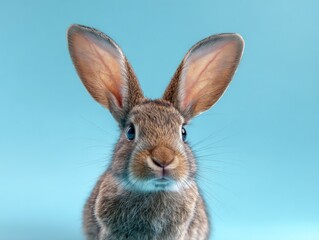 Detailed Portrait of a Cute Brown Rabbit with Long Ears, Studio Shot