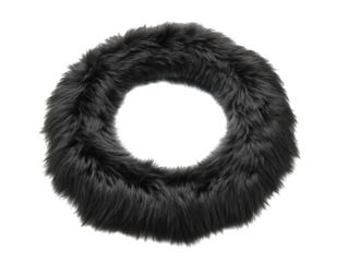 PNG Of Luxurious black faux fur collar, perfect for adding warmth and style to any winter outfit.