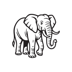 Fototapeta premium Elephant black and white vector illustration