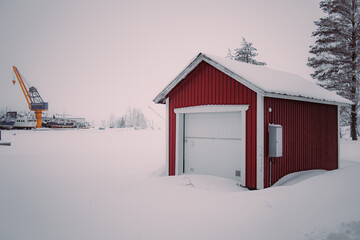 Arctic house in winter