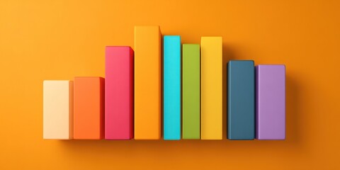 Colorful 3D Render of a Bar Graph Showing Growth and Statistics