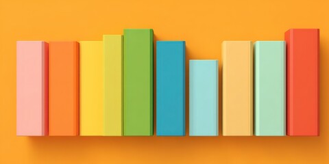 Colorful 3D Render of a Bar Chart Showing Growth and Statistics