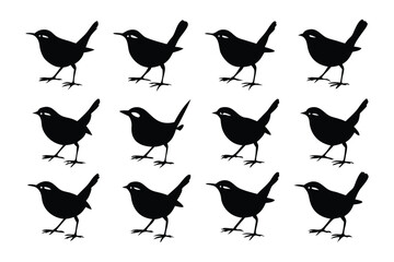 Bird Silhouette Pattern: A symmetrical pattern of black bird silhouettes standing in a clean, minimalist design. This graphic could be a good element for design