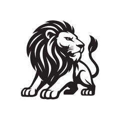 Fototapeta premium Lion vector illustration black and white