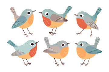 Animated Bird Array: A vibrant illustration showcases a charming array of petite, animated birds, each delicately rendered and bursting with delightful colors and expression.