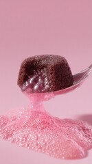 Close up of a Delicious Chocolate Cake with Pink Bubble Glaze