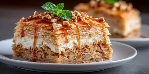 Indulge in the Irresistible Golden Baklava Delight A Layered Filo Pastry with Nuts and Honey Syrup