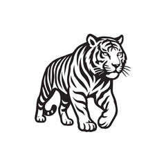 Naklejka premium Tiger black and white vector illustration