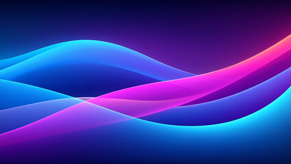 Waves of vibrant light: A visually striking display of fluid, undulating waves of blue, pink and purple, in a captivating display of light and form