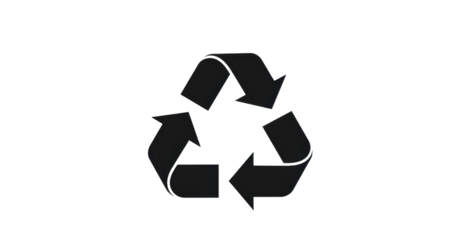 Black recycling symbol icon vector graphic representing environmental sustainability and conservation isolated on white background