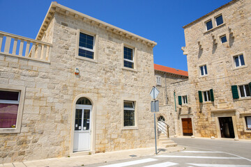 Traditional architecture of Pucisca town on the island of Brac in Croatia