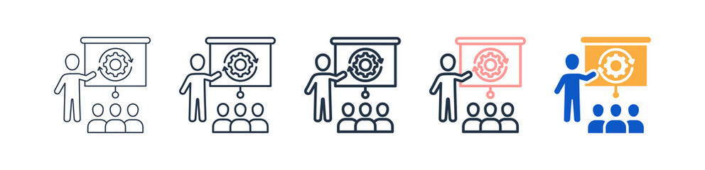 Training different style icons set vector illustration. 