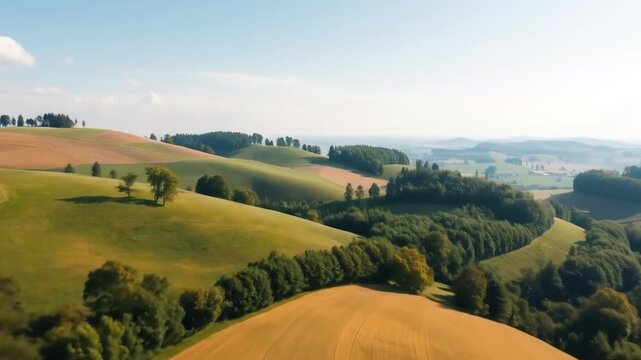Aerial View of Rolling Hills and Lush Green Landscape in Styria Austria