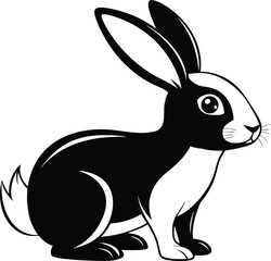 Easter bunny silhouette, rabbit vector art, bunny clip illustration, spring animal graphic, holiday icon design