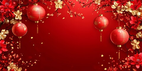Stunning Oriental Mid Autumn Festival Background With Shiny Red Lanterns And Festive Light Accents