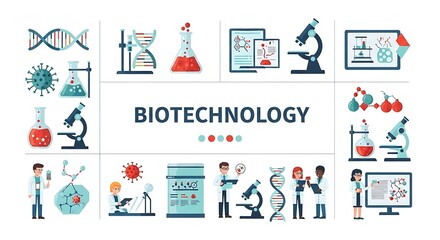 Obraz premium Illustrated concept of biotechnology and science