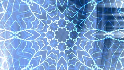 Icy Blue Depths Elegant blue kaleidoscope animation featuring intricate floral patterns and symmetrical design elements seamlessly looping - Powered by Adobe