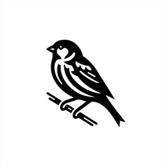Fototapeta premium Minimalist Black Sparrow Bird Silhouette Vector Icon.