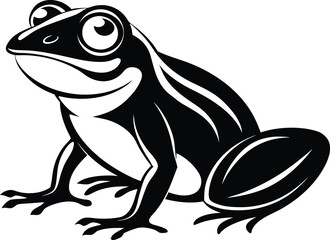 Frog silhouette, imple frog icon, flat amphibian vector, modern animal shape, clean outline design