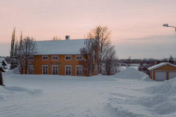 House in winter in Scandinavia 