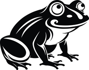 Frog silhouette, imple frog icon, flat amphibian vector, modern animal shape, clean outline design