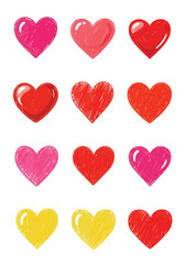 Vector art of collection of colorful hearts symbolizing love and romance on white background