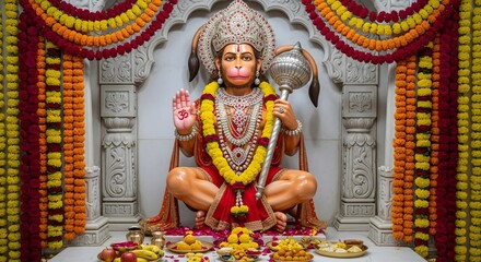 Hanuman statue hindu god india deity hinduism temple religious worship spirituality culture art