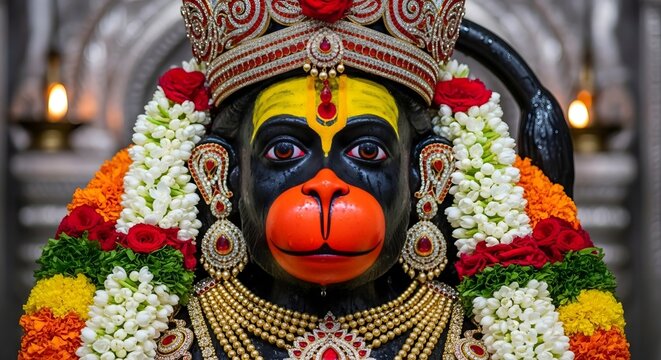 Hanuman statue hindu god india hinduism deity temple murti religious sculpture indian culture