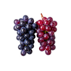 Fototapeta premium Two delicious bunches of grapes isolated, ready to eat on transparent background