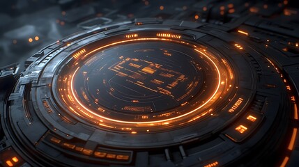 Close-up view of a futuristic technological interface.